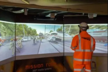 Network Rail worker visualising a scenario on a Cine system